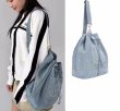 画像8: Denim Rhinestone Backpack Rucksack Tote Shoulder Bag shopping bag　パール付きバックパックトートショルダーバッグピクニックショッピングエコバッグ  (8)