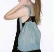 画像4: Denim Rhinestone Backpack Rucksack Tote Shoulder Bag shopping bag　パール付きバックパックトートショルダーバッグピクニックショッピングエコバッグ  (4)