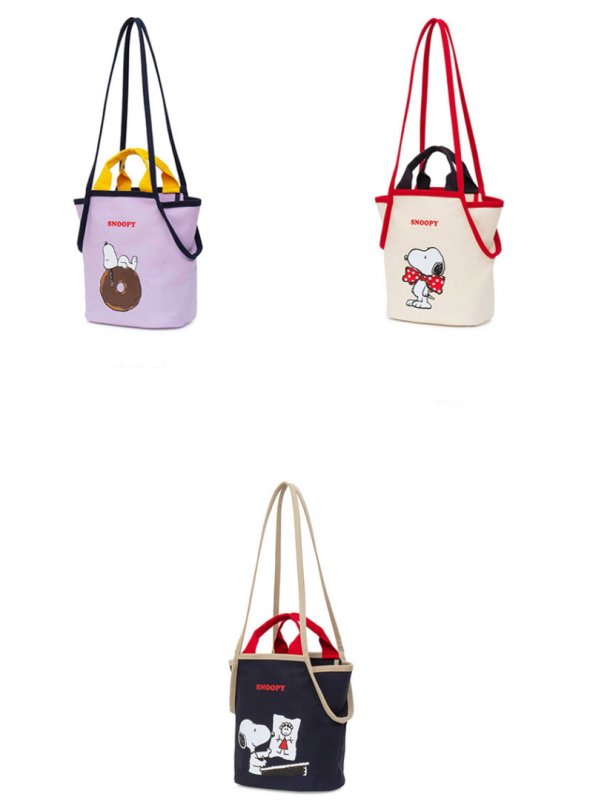 画像4: snoopy canvas tote shoulder bag shopping bag スヌーピーキャンバストートショルダーバッグピクニックショッピングエコバッグ  (4)