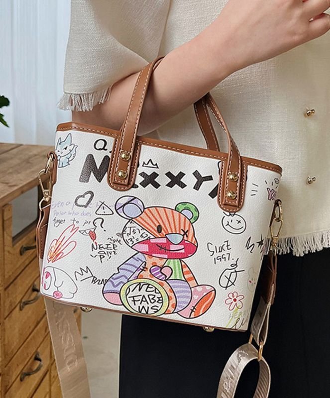 画像3: painting bear tote shoulder bag shopping bag ペインティングベア熊レザートートショルダーバッグピクニックショッピングエコバッグ  (3)