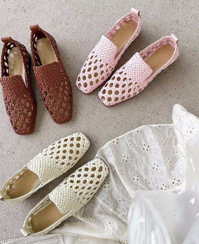 画像4: women's Mesh Rome slip-on small retro all-match pumps Flat Shoes 　メッシュローマスリッポンフラットパンプスシューズ (4)