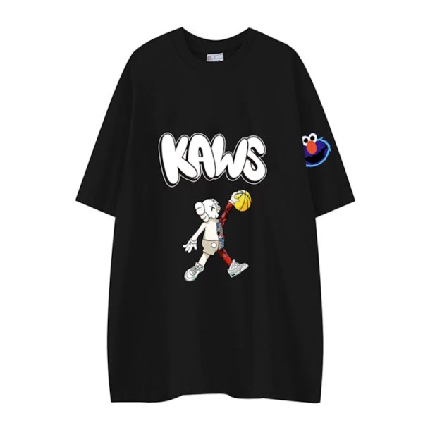 画像1: 23 kaws Basketball x Sesame Street Print T-shirtT-shirt　ユニセックス 男女兼用カウズバスケット×セサミストリートプリント 半袖 Tシャツ (1)