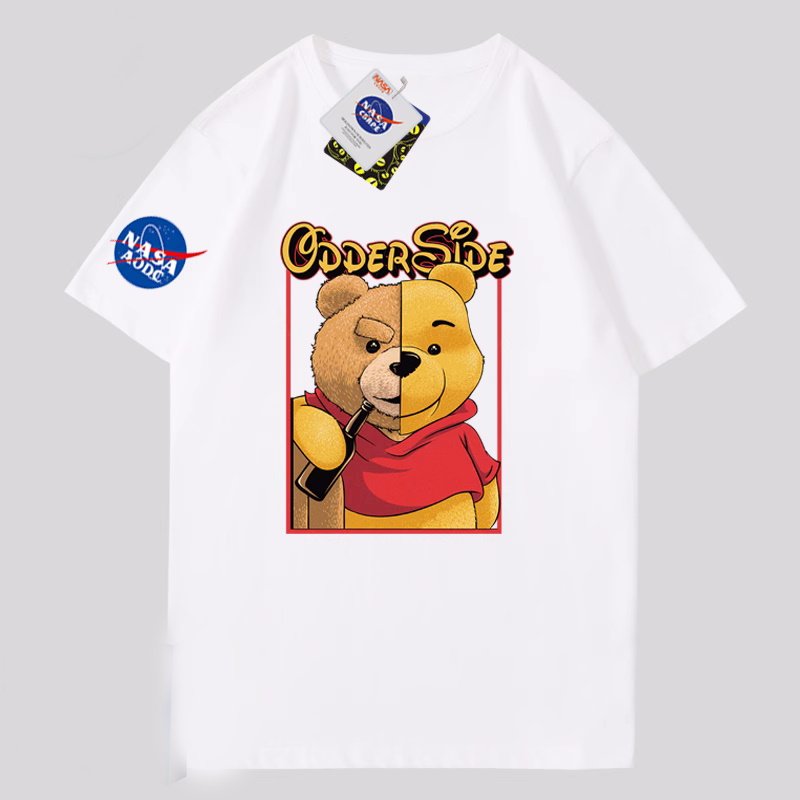 画像7: Half Pooh x Drunk Pooh x NASA T-shirt ユニセックス 男女兼用ハーフプーさん×ドランクプーさん×ナサプリント 半袖 Tシャツ (7)