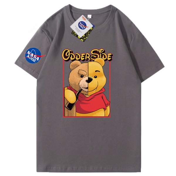 画像1: Half Pooh x Drunk Pooh x NASA T-shirt　ユニセックス 男女兼用ハーフプーさん×ドランクプーさん×ナサプリント 半袖 Tシャツ (1)