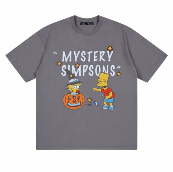 画像1: Marge Simpson x Bart Simpson Logo T-shirt　ユニセックス 男女兼用マージシンプソン×バートシンプソンロゴプリント 半袖 Tシャツ (1)