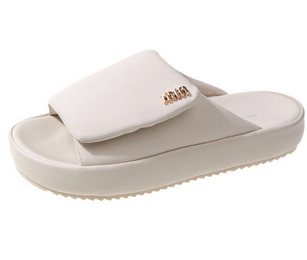 画像1: soft leather velcro sandals slippers 　ソフトレザーベルクロ厚底サンダル スリッパフリップフロップビーチサンダル (1)