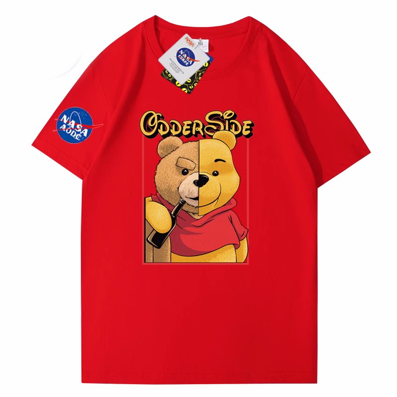 画像4: Half Pooh x Drunk Pooh x NASA T-shirt ユニセックス 男女兼用ハーフプーさん×ドランクプーさん×ナサプリント 半袖 Tシャツ (4)