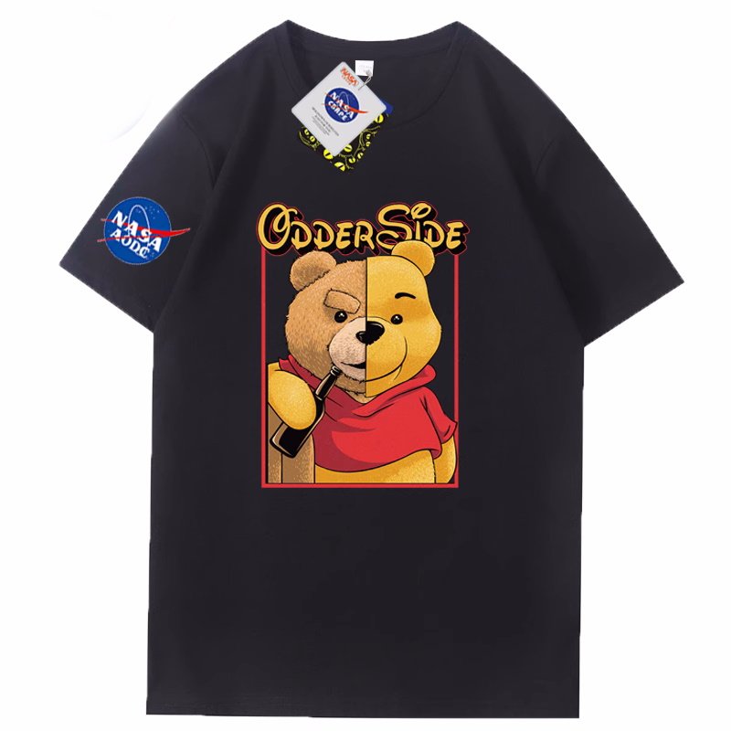 画像2: Half Pooh x Drunk Pooh x NASA T-shirt ユニセックス 男女兼用ハーフプーさん×ドランクプーさん×ナサプリント 半袖 Tシャツ (2)