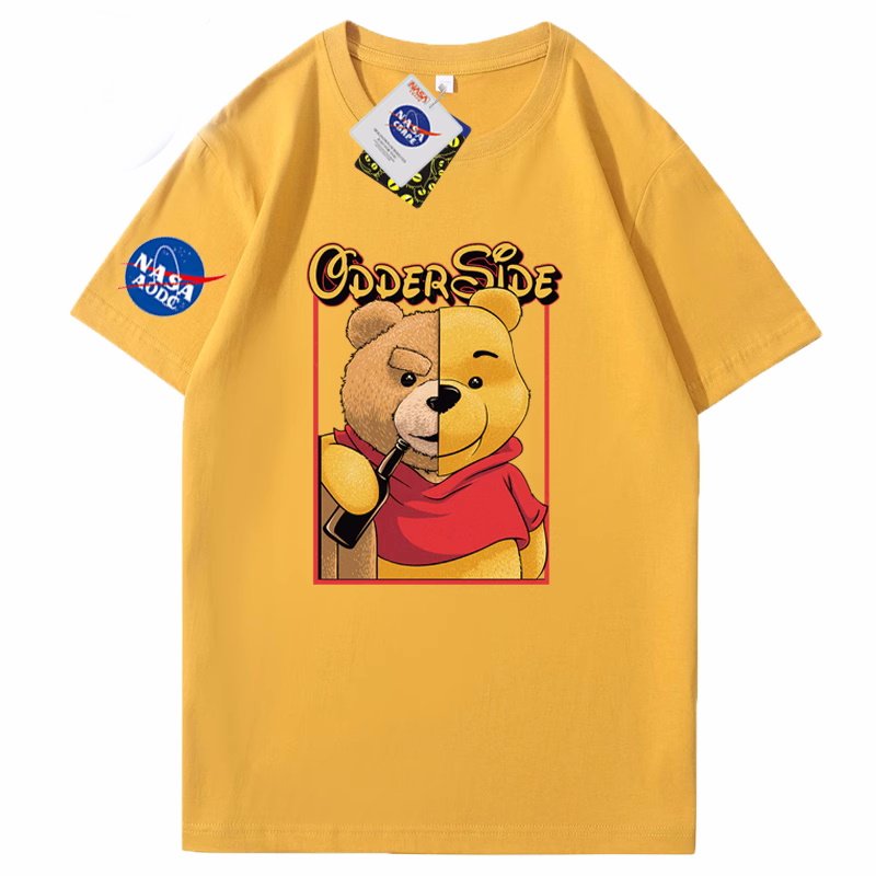 画像5: Half Pooh x Drunk Pooh x NASA T-shirt ユニセックス 男女兼用ハーフプーさん×ドランクプーさん×ナサプリント 半袖 Tシャツ (5)