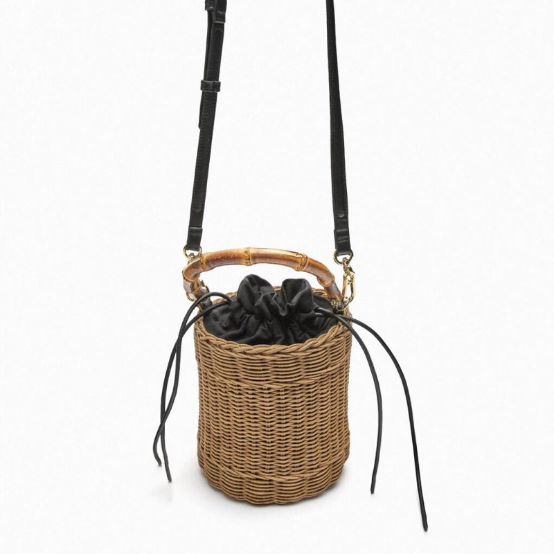 画像4: bamboo handle bucket hamper bag basket bag  2WAY bag  バンブーハンドル  トートショルダー籠かご2WAYバッグ (4)