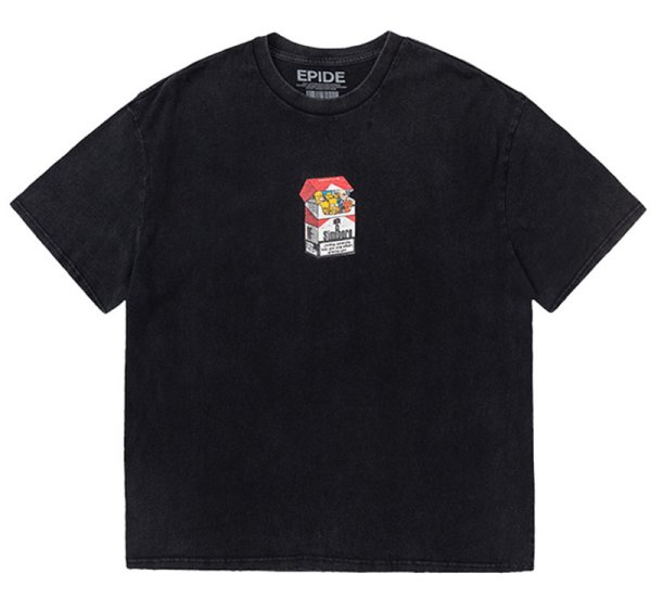 画像1: Cigarette Box x Simpsons Family T-shirt　ユニセックス 男女兼用シガレットボックス×シンプソンファミリープリント 半袖 Tシャツ (1)