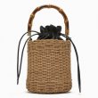 画像1: bamboo handle bucket hamper bag basket bag  2WAY bag 　バンブーハンドル  トートショルダー籠かご２WAYバッグ (1)