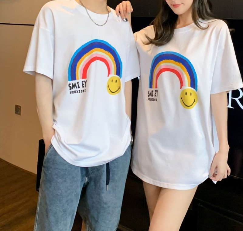 画像6: Unisex Smile & Rainbow logo T-shirt round neck T-shirt　 ユニセックス男女兼用スマイル＆レインボーロゴ半袖 Tシャツ (6)