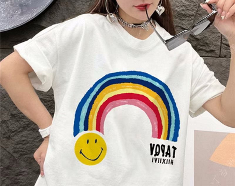 画像4: Unisex Smile & Rainbow logo T-shirt round neck T-shirt　 ユニセックス男女兼用スマイル＆レインボーロゴ半袖 Tシャツ (4)