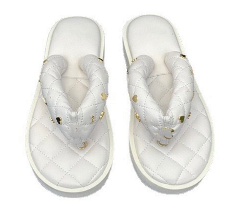 画像6: quilted leather thong sandals slippers  キルティングレザーゴールドチャーム付きトングサンダル スリッパフリップフロップビーチサンダル (6)