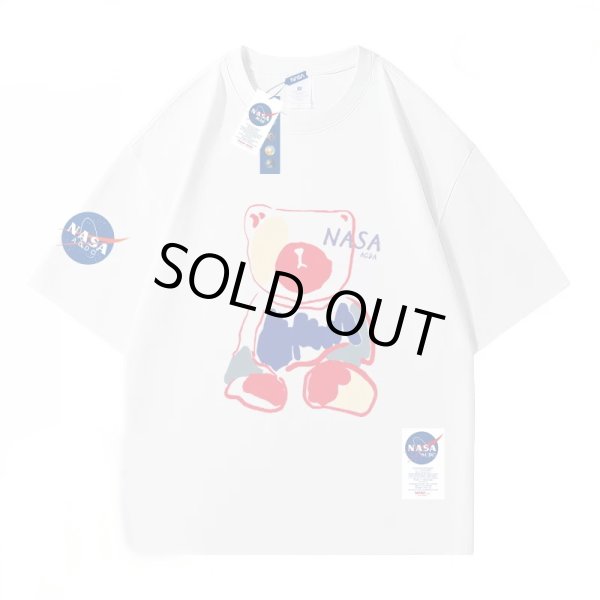 画像1: NASA x Paint Bear PrintT shirt　 ユニセックス男女兼用NASAナサ×ペイントベア熊プリント半袖 Tシャツ (1)