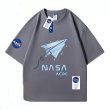 画像1: NASA x paper airplane PrintT shirt　 ユニセックス男女兼用NASAナサ×紙飛行機プリント半袖 Tシャツ (1)