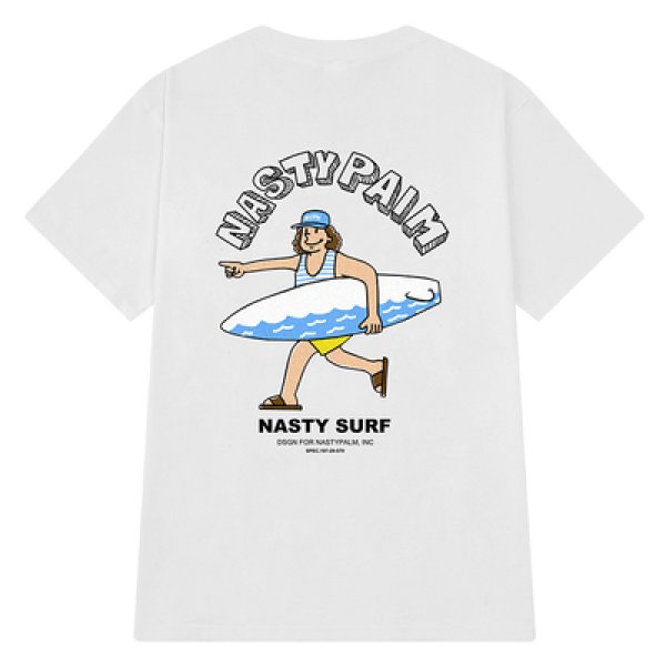 画像1: 23 surfing boy short sleeve T-shirt  オーバーサイズ ユニセックス 男女兼用サーフィンボーイプリントTシャツ (1)