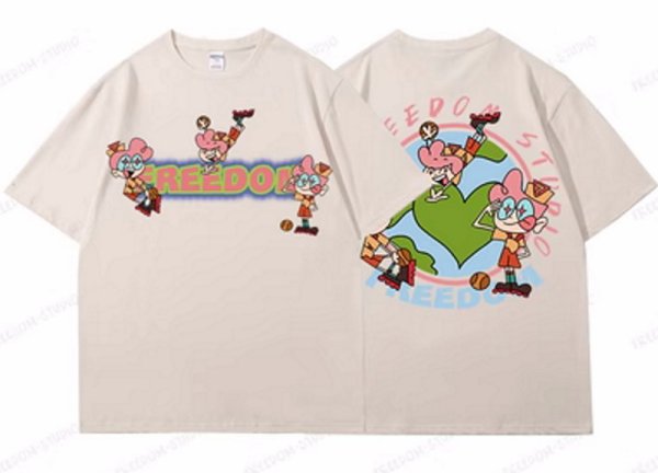 画像1: FREEDOM cute devil PrintT shirt　 ユニセックス男女兼用FREEDOMキュートデビルプリント半袖 Tシャツ (1)