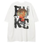 画像2: graphic hip hop boy print T-shirt  オーバーサイズ ユニセックス 男女兼用グラフィックヒップホップボーイプリントTシャツ (2)