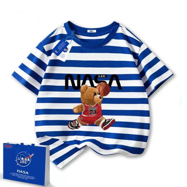 画像1: NASA×Basket Bear PrintT shirt　 ユニセックス男女兼用NASAナサ×バスケットベア熊プリント半袖 Tシャツ (1)