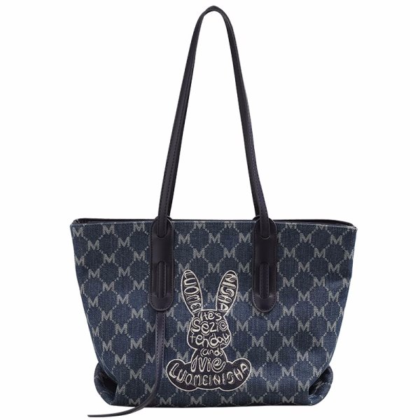 画像1: RABBIT EMBROIDERED MONOGRAM TOTE SHOULDER BAG 2WAY bag 　ラビット刺繍モノグラム  トートショルダー２WAYバッグ (1)