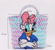 画像4: daisy duck Damier Checkered Tote Bagbasket picnic shopping bag　デイジーダックダミエバスケットピクニックショッピングバッグ トート籠かごバッグ (4)