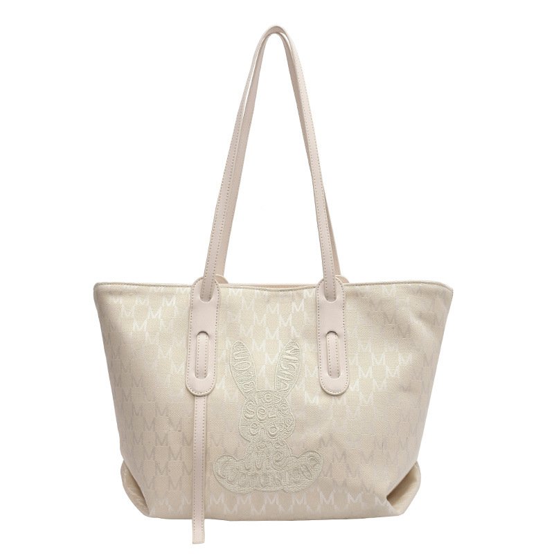 画像12: RABBIT EMBROIDERED MONOGRAM TOTE SHOULDER BAG 2WAY bag 　ラビット刺繍モノグラム  トートショルダー２WAYバッグ (12)