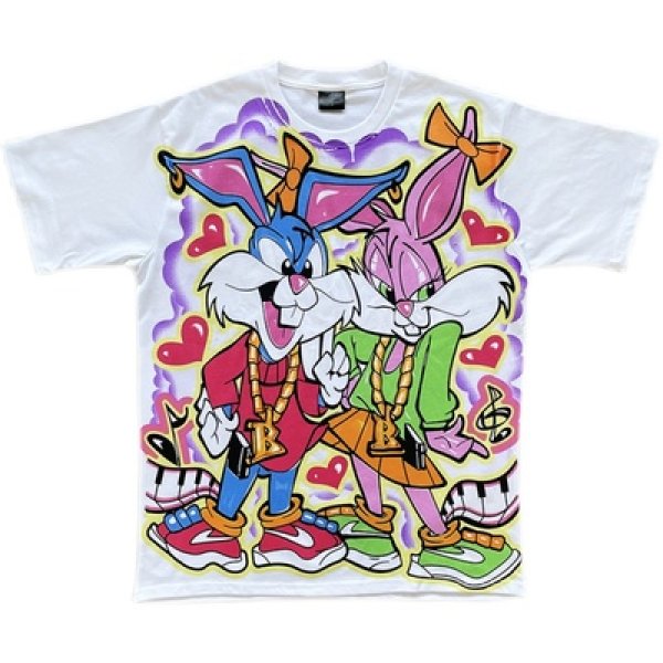 画像1: Travis Scott cactus jack Tee hip-hop design hand-painted graffiti Bugs Bunny print Tshirts  ユニセックス 男女兼用 トラヴィススコット バックスバニーグラフィック 落書きプリント Tシャツ (1)