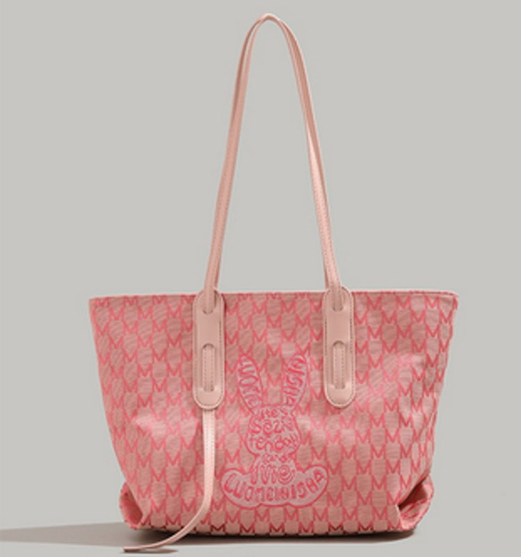 画像4: RABBIT EMBROIDERED MONOGRAM TOTE SHOULDER BAG 2WAY bag 　ラビット刺繍モノグラム  トートショルダー２WAYバッグ (4)