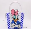 画像3: daisy duck Damier Checkered Tote Bagbasket picnic shopping bag　デイジーダックダミエバスケットピクニックショッピングバッグ トート籠かごバッグ (3)