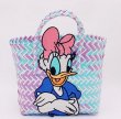 画像2: daisy duck Damier Checkered Tote Bagbasket picnic shopping bag　デイジーダックダミエバスケットピクニックショッピングバッグ トート籠かごバッグ (2)