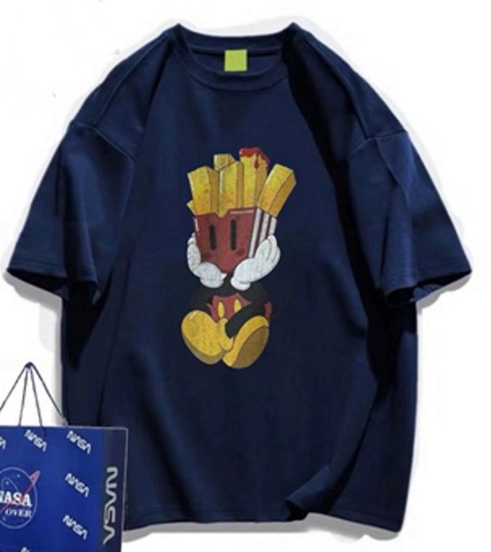 画像5: French fries Mickey Mouse Print oversizeT shirt  ユニセックス男女兼用フライドポテトミッキーマウスミッキー半袖 Tシャツ (5)