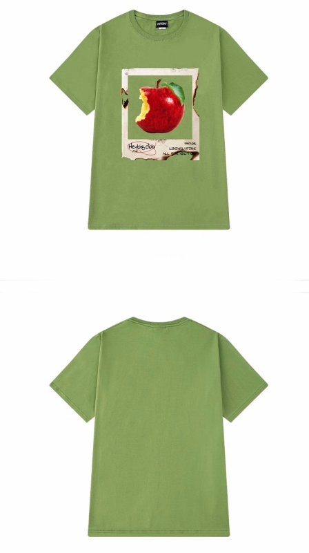 画像4: apple print Print oversizeT shirt  ユニセックス男女兼用アップルプリントオーバーサイズ半袖 Tシャツ (4)