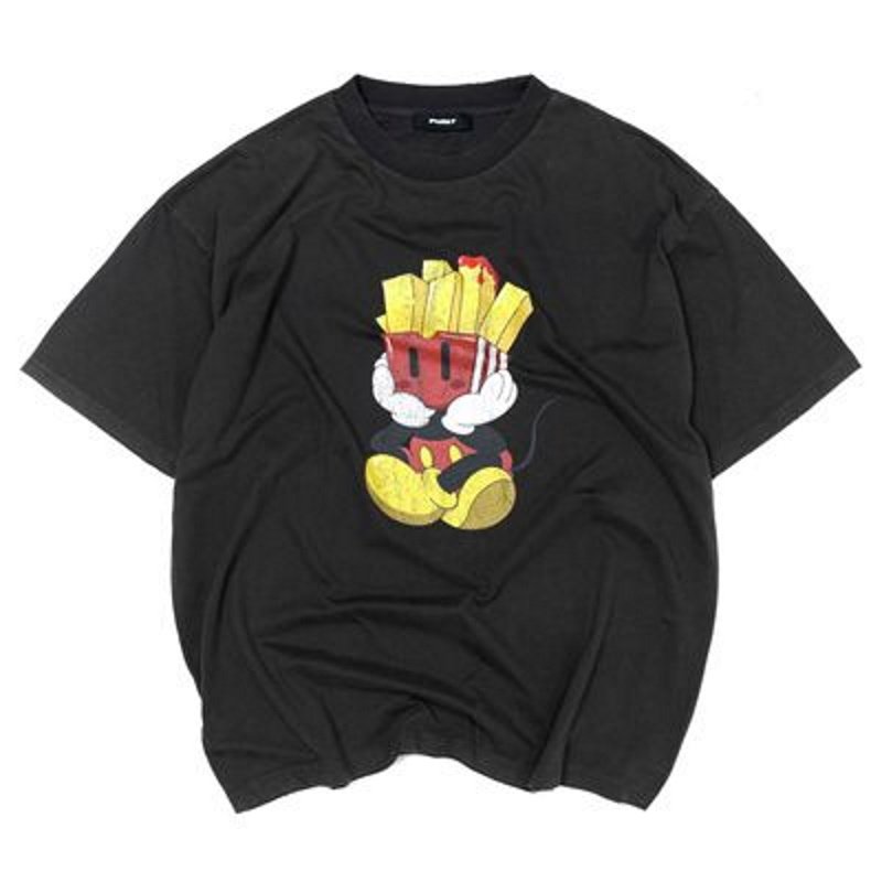 画像6: French fries Mickey Mouse Print oversizeT shirt  ユニセックス男女兼用フライドポテトミッキーマウスミッキー半袖 Tシャツ (6)