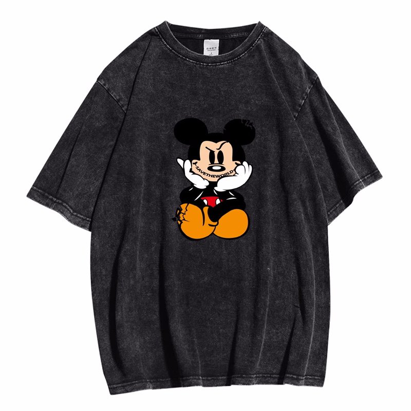 画像1: Thinking Ugly Mickey Clack T-shirt　 ユニセックス男女兼用シンキングアグリーミッキーミッキーマウスクラックTシャツ半袖 Tシャツ (1)