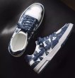 画像3: Denim & leather clover embroidery lace-up sneakers  男女兼用 ユニセックスデニム＆レザークローバー刺繍レースアップスニーカー (3)