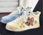 画像2: SALE セール Tom and Jerry high cut leather lace-up sneakers  男女兼用 ユニセックストムとジェリートム＆ジェリーハイカットハイトップレザーレースアップスニーカー (2)
