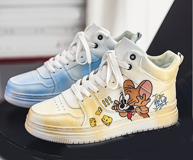 Tom and Jerry high cut leather lace-up sneakers 男女兼用