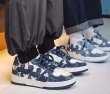 画像6: Denim & leather clover embroidery lace-up sneakers  男女兼用 ユニセックスデニム＆レザークローバー刺繍レースアップスニーカー (6)