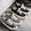 画像6: STAR EMBROIDERED CHECKERBOARD LACE-UP SNEAKERS  男女兼用 ユニセックススター星刺繍チェッカーボードレースアップスニーカー (6)