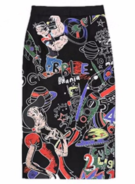 画像1: Popeye & Olive Print Skirt　ポパイ＆オリーブプリントスカート　ひざ丈スカート (1)