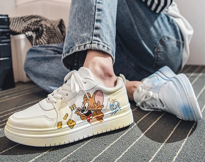 画像8: SALE セール Tom and Jerry high cut leather lace-up sneakers  男女兼用 ユニセックストムとジェリートム＆ジェリーハイカットハイトップレザーレースアップスニーカー (8)