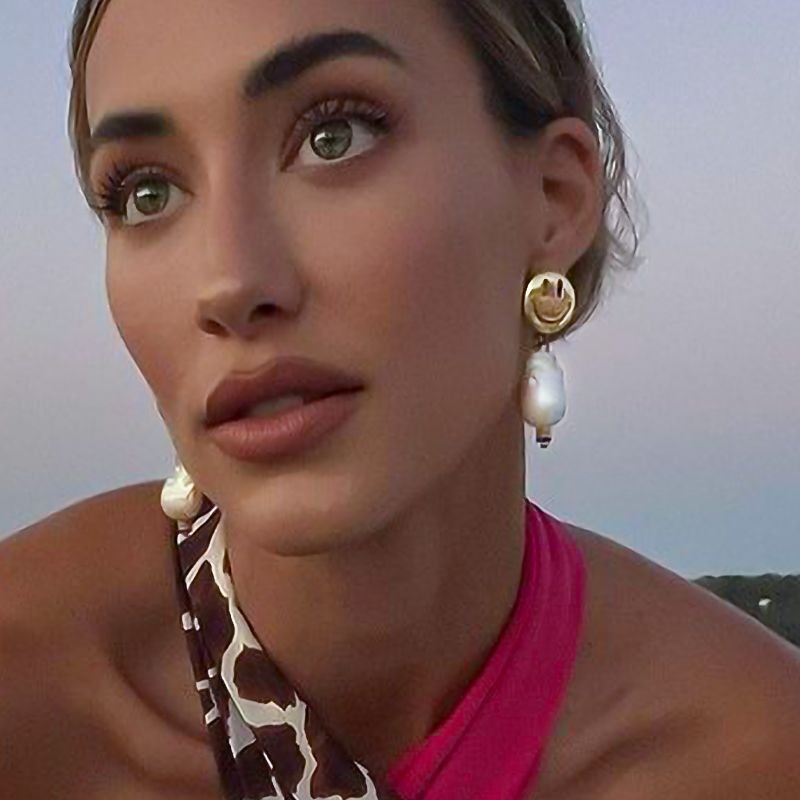 画像4: 23 Smile Head Pearl Mismatch Earrings Jewelry スマイル クリスタルパール ミスマッチピアス (4)