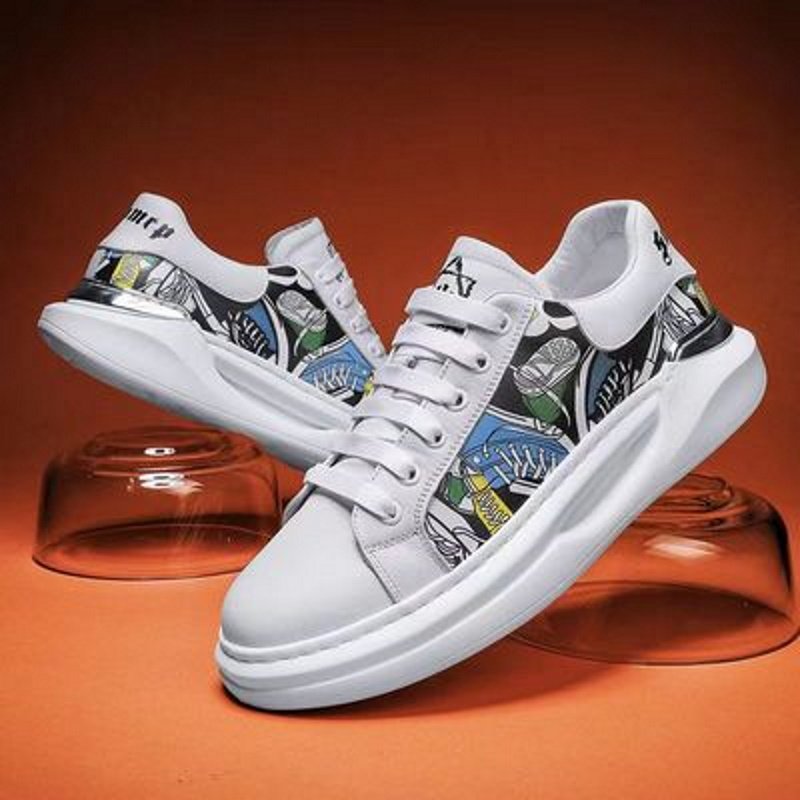 画像2:  POP PRINT LEATHER AND CANVAS SNEAKERS  男女兼用 ユニセックスポッププリントレザー&キャンバスレースアップスニーカー (2)