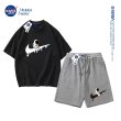 画像6: NASA x Astronaut x Raindrop swoosh Print Short-sleeved T-shirt and Sweat Short Pants Set up ユニセックス 男女兼用 NASA ナサ × 宇宙飛行士 × 雨だれスウォッシュプリント 半袖Tシャツ ショートパンツ セットアップ (6)