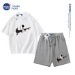 画像3: NASA x Astronaut x Raindrop swoosh Print Short-sleeved T-shirt and Sweat Short Pants Set up ユニセックス 男女兼用 NASA ナサ × 宇宙飛行士 × 雨だれスウォッシュプリント 半袖Tシャツ ショートパンツ セットアップ (3)