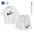 画像4: NASA x Astronaut x Raindrop swoosh Print Short-sleeved T-shirt and Sweat Short Pants Set up ユニセックス 男女兼用 NASA ナサ × 宇宙飛行士 × 雨だれスウォッシュプリント 半袖Tシャツ ショートパンツ セットアップ (4)