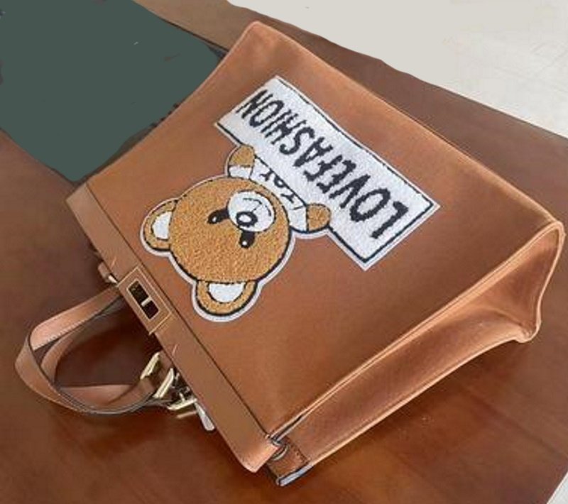 画像3: baby bear applique emblem tote shopping bag ベイビーベア熊アップリケエンブレムトートバッグ  (3)