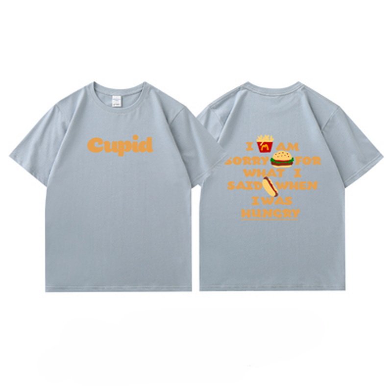 画像13: French fries & hamburger printT-shir   ユニセックス男女兼用 フライドポテト&ハンバーガー Tシャツ (13)